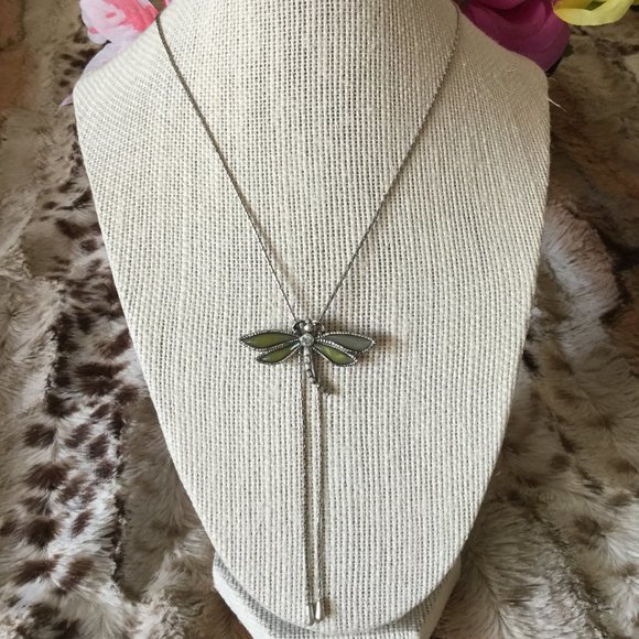 1928 Jewelry Co.VTG Dragonfly Necklace lariat look - Picture 2 of 5